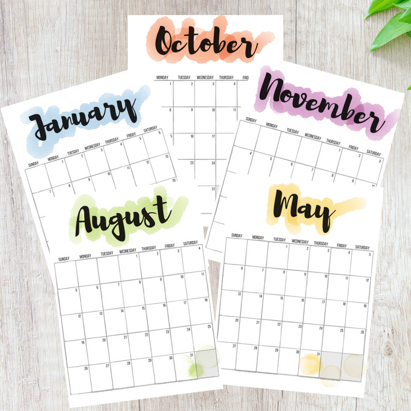 800x800 2018 Watercolor Calendars - Calendar Watercolor