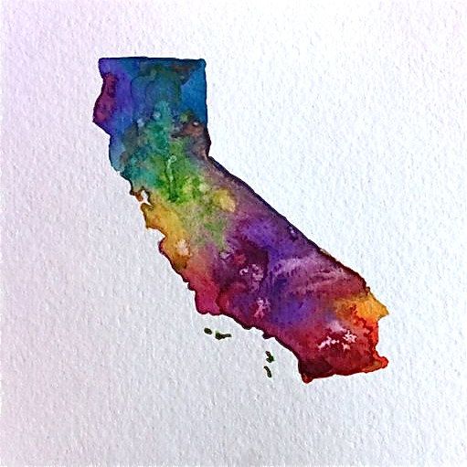 511x511 California Watercolor Map Put It In A Picture Frame - California Watercolor
