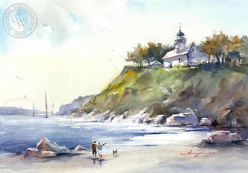 800x560 Point Loma In Distance, A Watercolor Painting By Shuang Li - California Watercolor