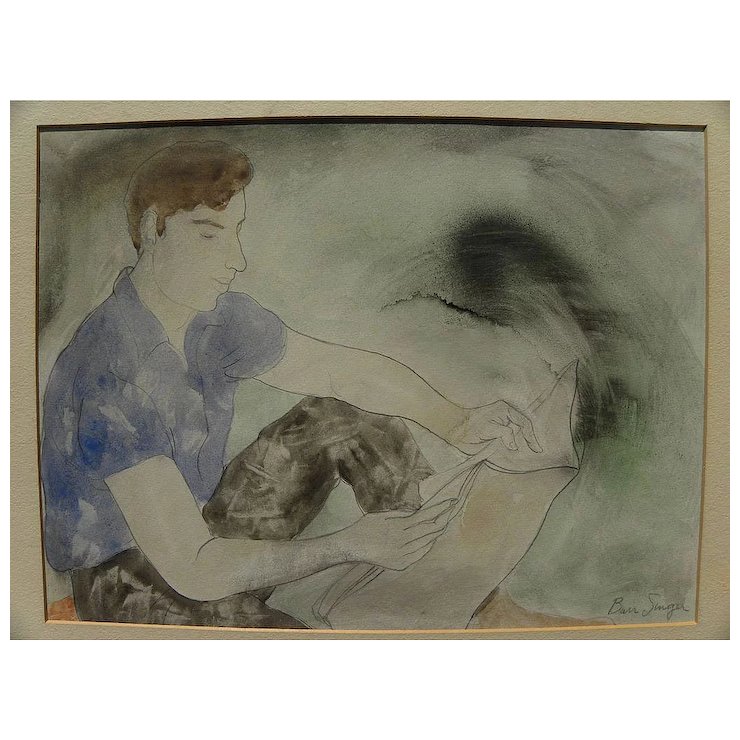 740x740 Burr Singer (1912 1992) California Watercolor Painting By Well - California Watercolor