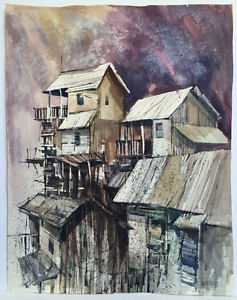 237x300 Vintage Robert Uecker Painting California Watercolor Society 22x27 - California Watercolor