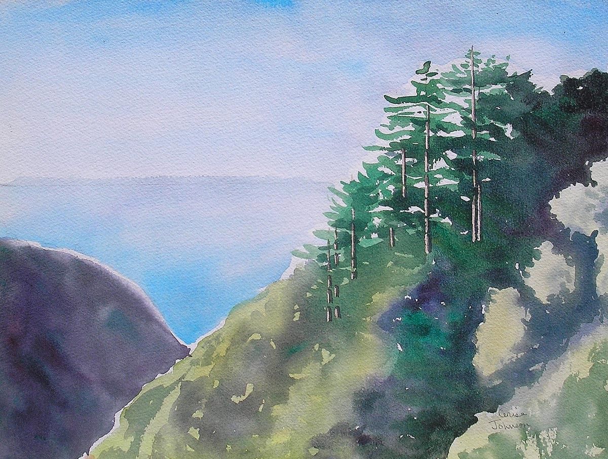 1200x905 Coastlands, Nepenthe, Big Sur California, Watercolor Painting By - California Watercolor
