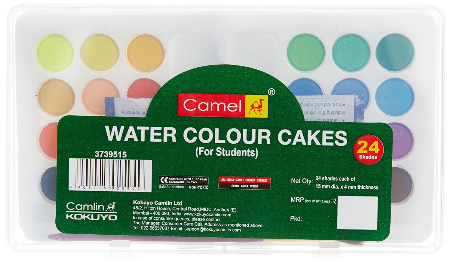 1500x872 Camel Student Water Color Cakes - Camel Water Colour