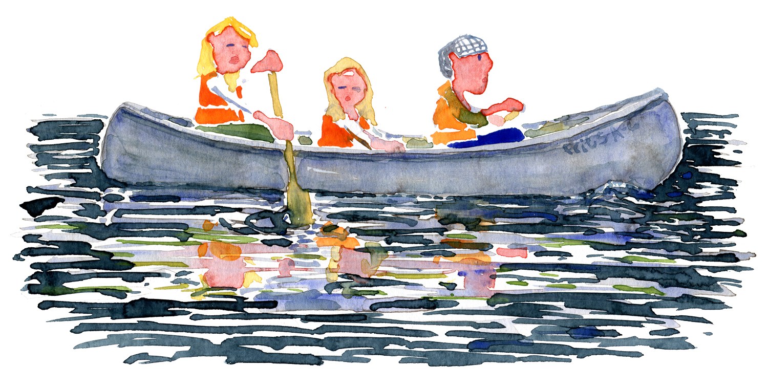 1500x758 Family In Canoe Watercolor Frits Ahlefeldt - Canoe Watercolor