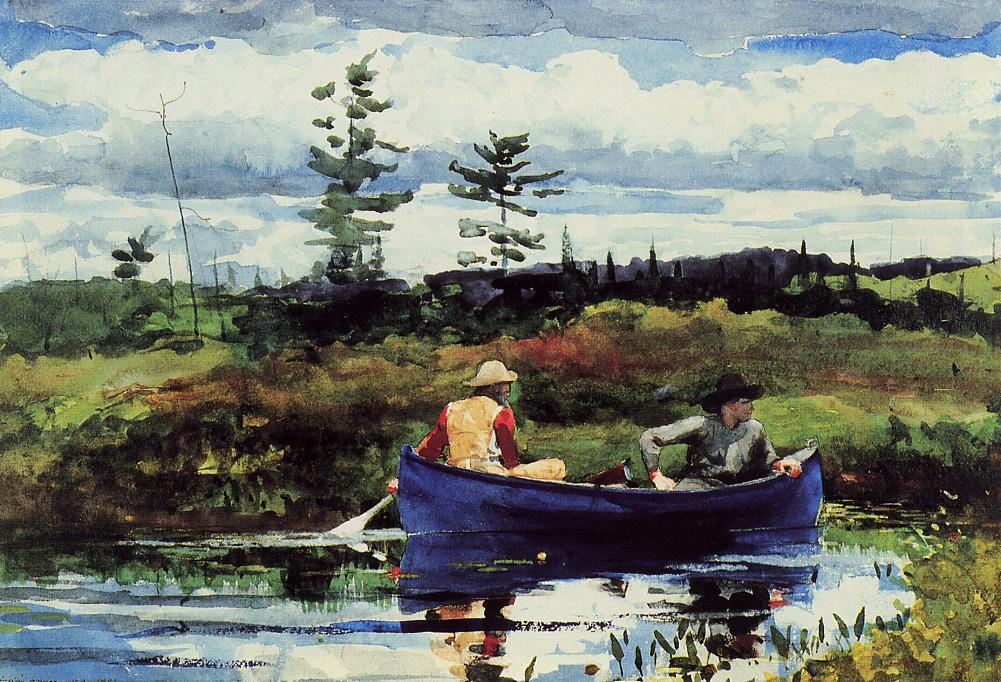 1001x682 Filethe Blue Boat 1892 Winslow Homer.jpg - Canoe Watercolor