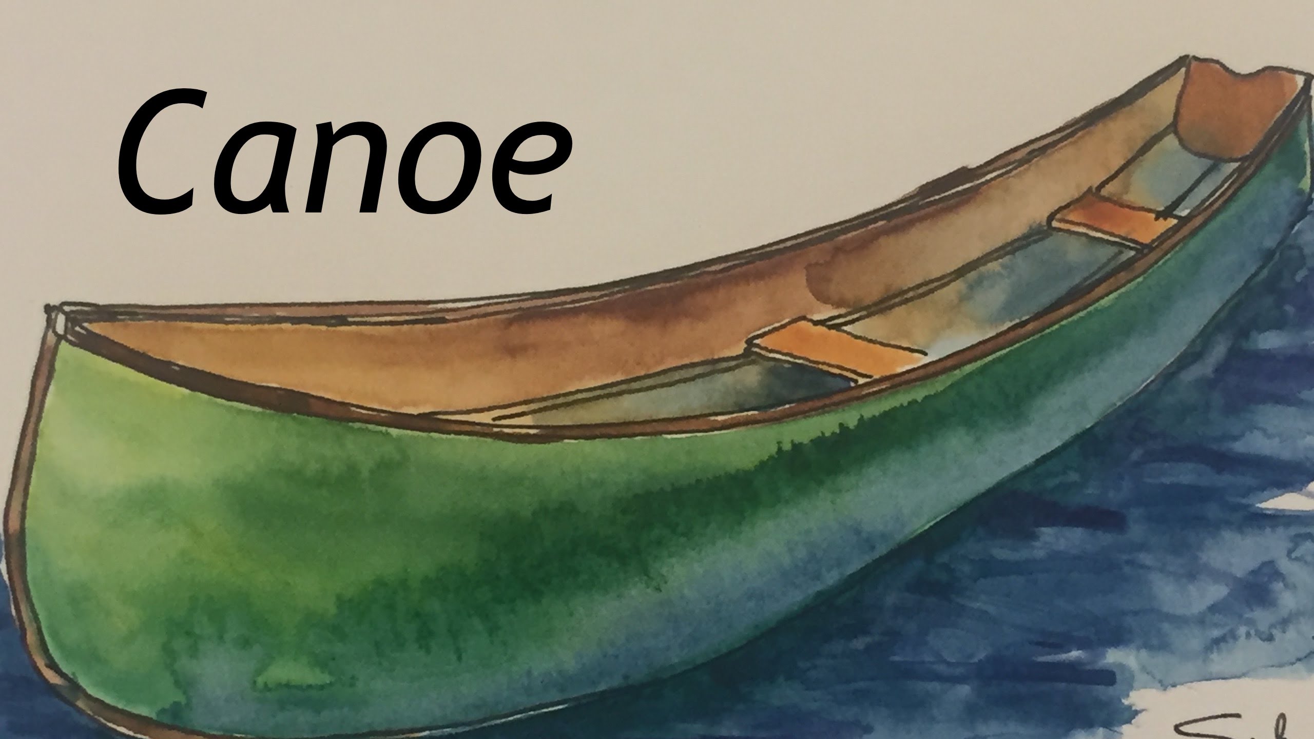 2560x1440 How To Paint A Wooden Canoe In Watercolor Boat Tutorial - Canoe Watercolor