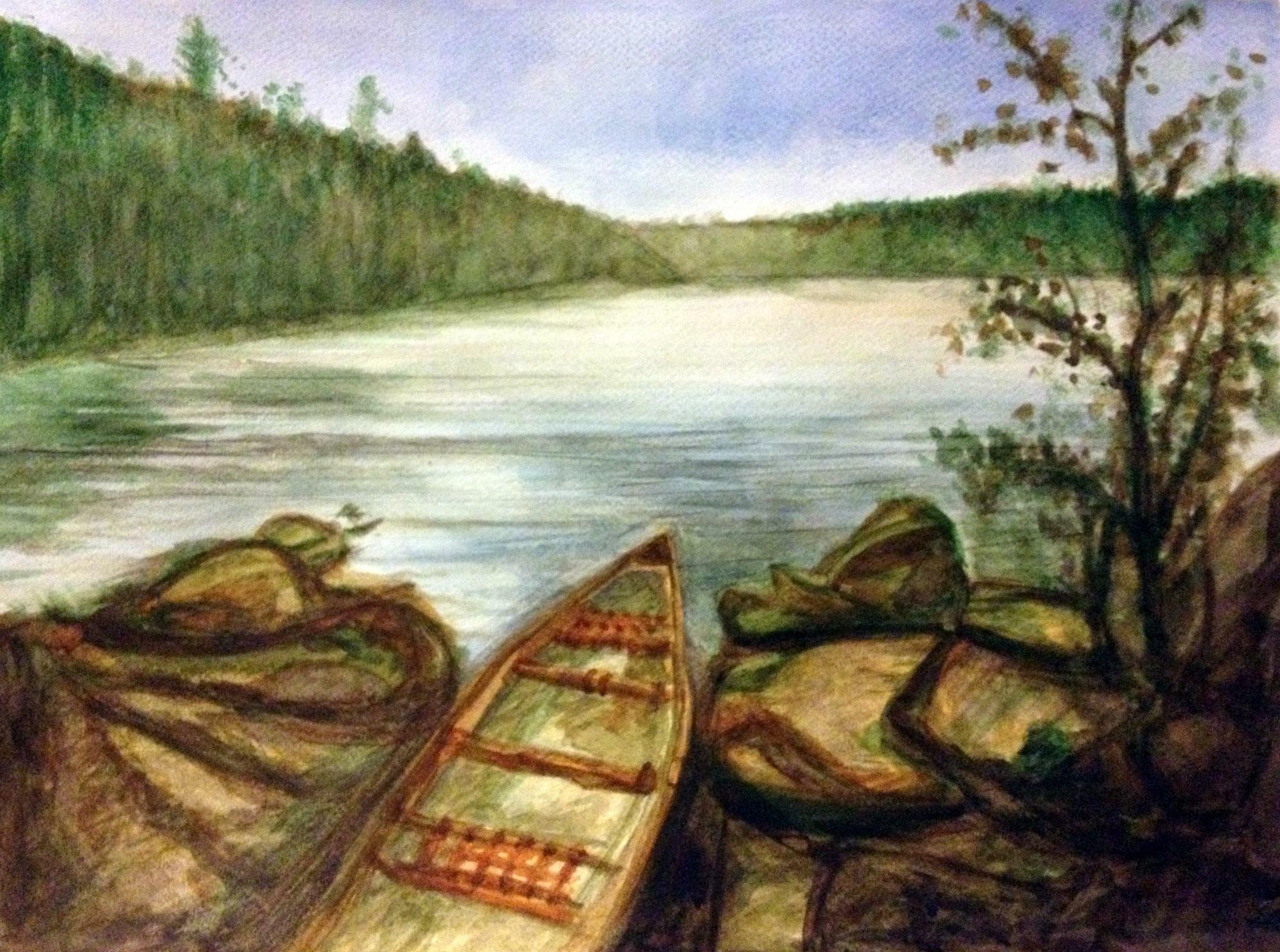 2000x1488 My First Watercolor! A Canoe Trip In Algonquin Park, Canada - Canoe Watercolor