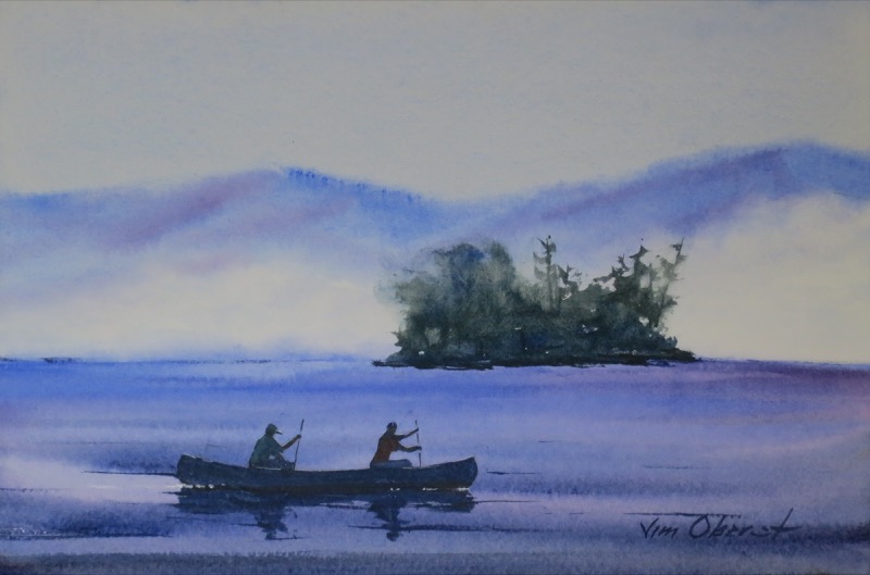 800x529 Original Watercolor Painting Details - Canoe Watercolor