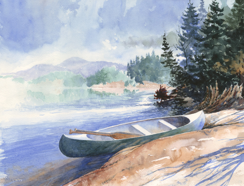 504x384 Paul Martin - Canoe Watercolor