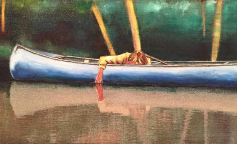 770x469 The Blue Canoe Painting By Vincent Zambrano Saatchi Art - Canoe Watercolor