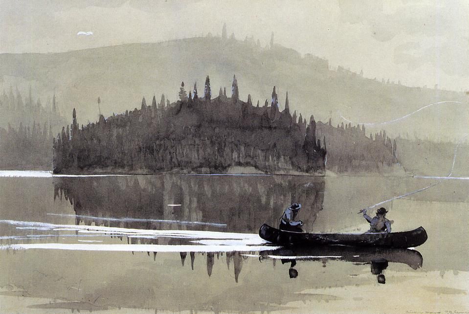 959x642 Two Men In A Canoe (1895) By Wnslow Homer (1836 1819) American - Canoe Watercolor