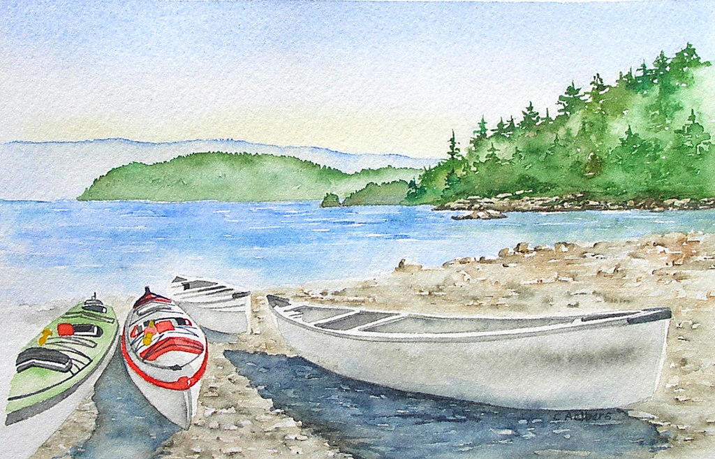 1024x657 Watercolor - Canoe Watercolor