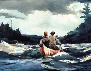 300x237 Winslow Homer Watercolor Painting - Canoe Watercolor