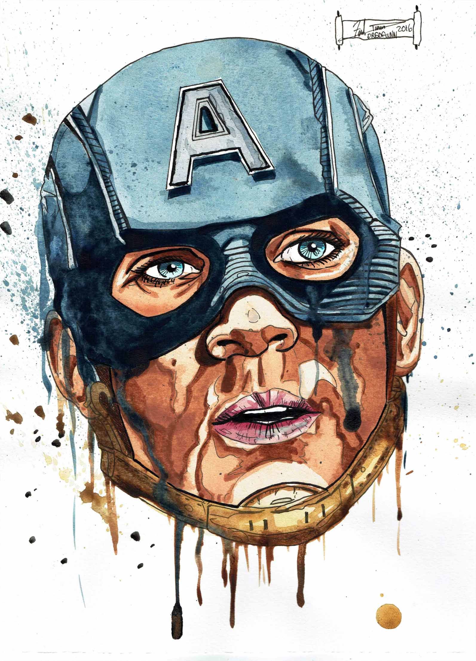 1593x2210 Captain America A Dredfunn Watercolor Painting - Captain America Watercolor
