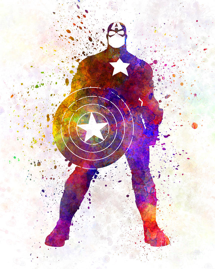 720x900 Captain America In Watercolor Painting By Pablo Romero - Captain America Watercolor