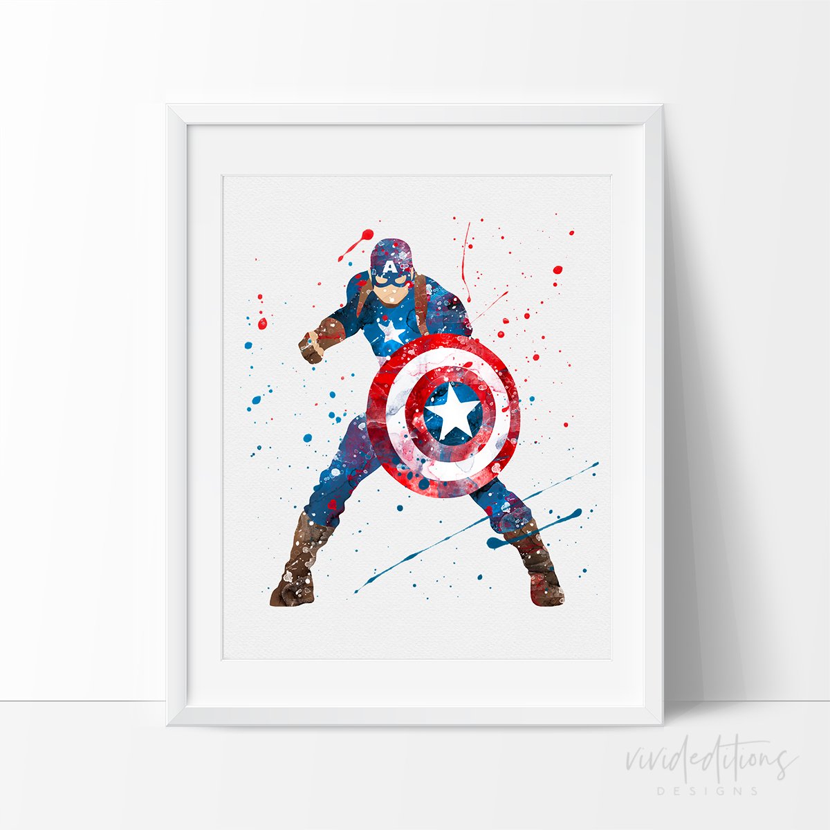 1200x1200 Captain America Suphero Nursery Art Print Wall Decor Poster - Captain America Watercolor