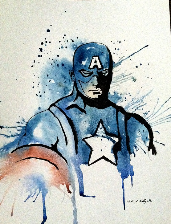 555x727 Captain America Watercolor (Oc) - Captain America Watercolor