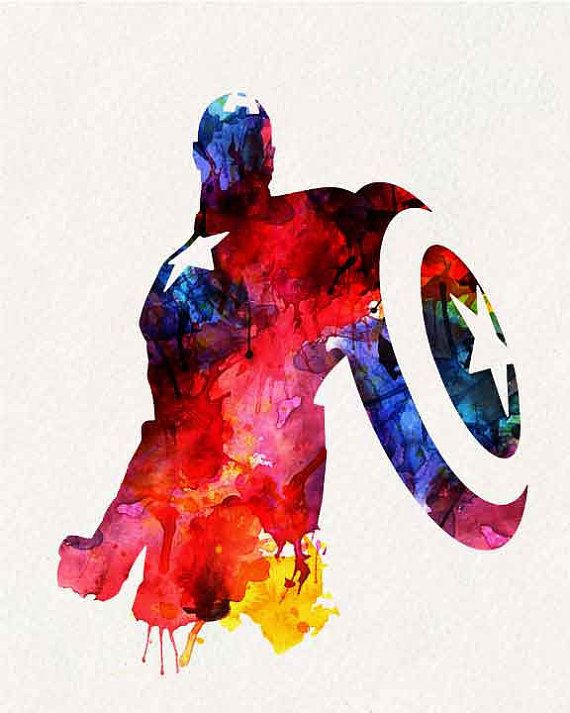 570x713 Marvel Poster - Captain America Watercolor