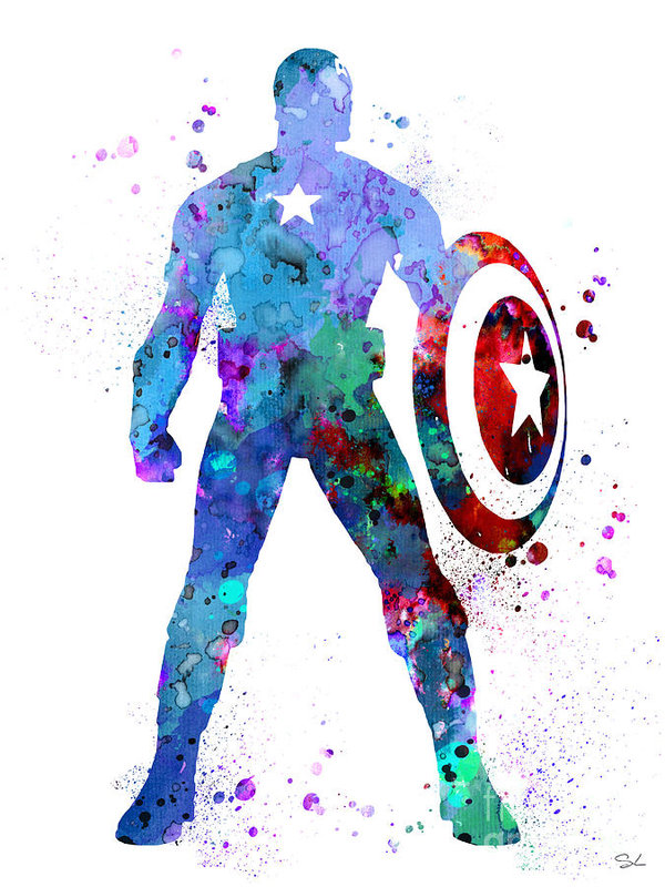 600x800 Captain America 2 Art Print By Watercolor Girl - Captain America Watercolor
