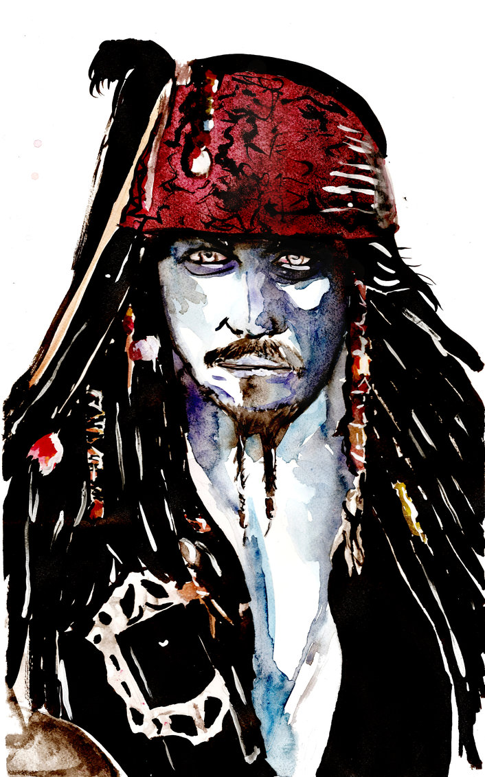 706x1131 Captain Jack Sparrow - Captain Watercolor