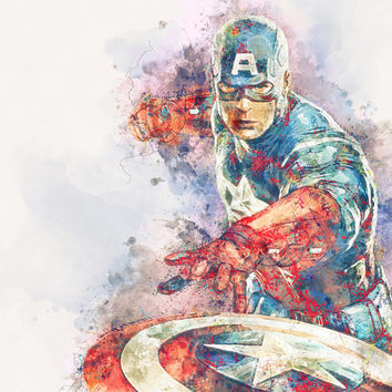354x354 Best Captain America Poster Art Products On Wanelo - Captain Watercolor