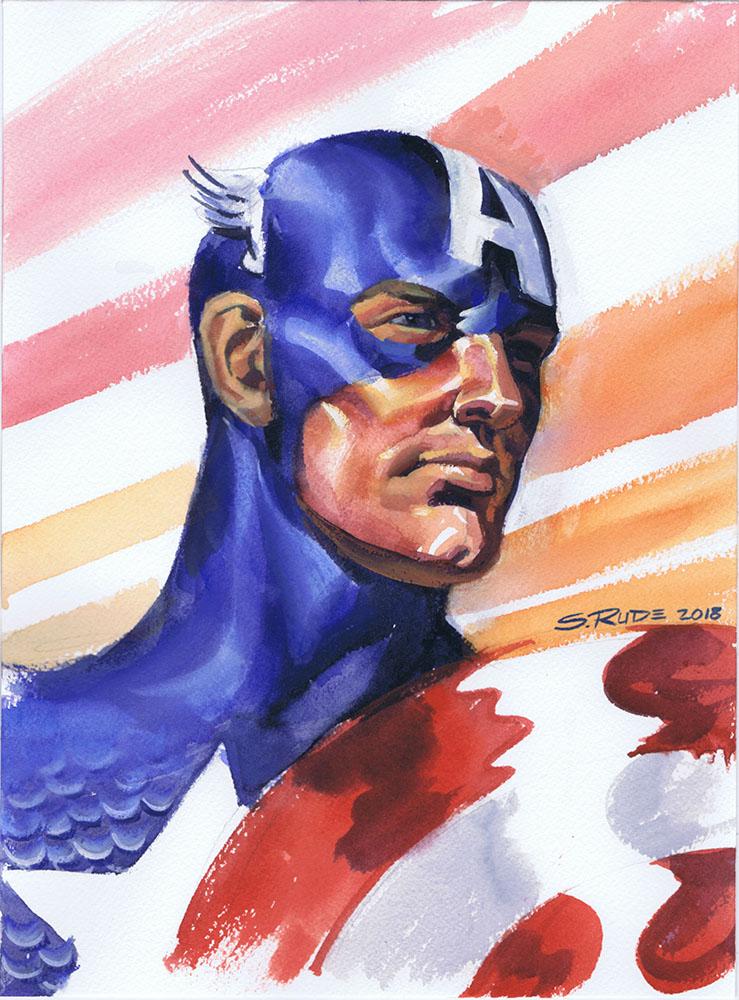 739x1000 Steve Rude Hellboy Painting Watercolor Amp Prismacolor Painting - Captain Watercolor