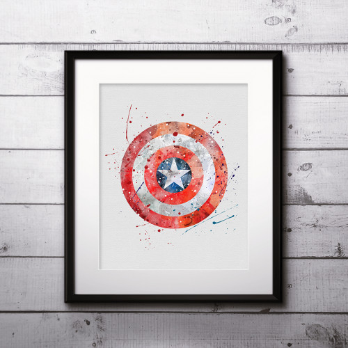 500x500 Superhero Captain America Art Print Printable Watercolor Poster - Captain Watercolor