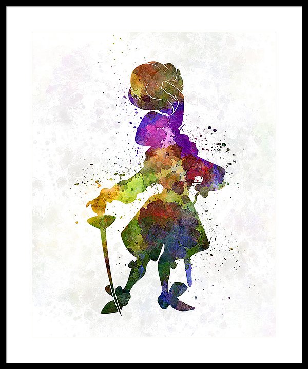 600x719 Captain Hook In Watercolor Framed Print By Pablo Romero - Captain Watercolor
