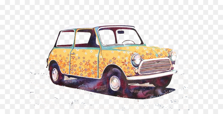 900x460 Mini Cooper Car Watercolor Painting Innocenti Mini - Car Watercolor