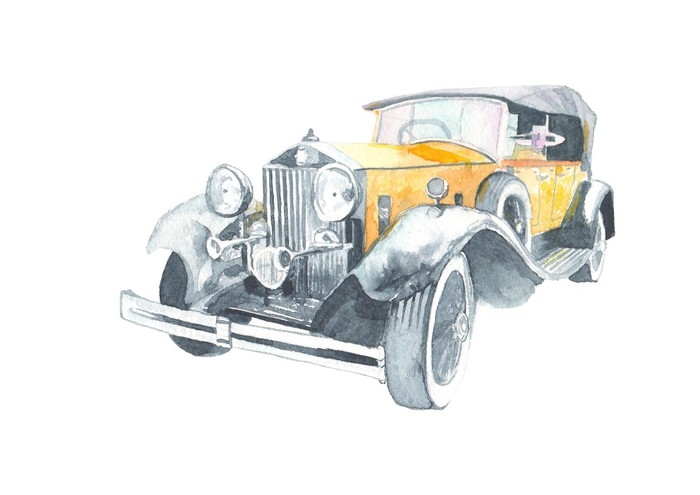 700x495 Vintage Luxury Car Watercolor Painted. Isolated Object For Design - Car Watercolor