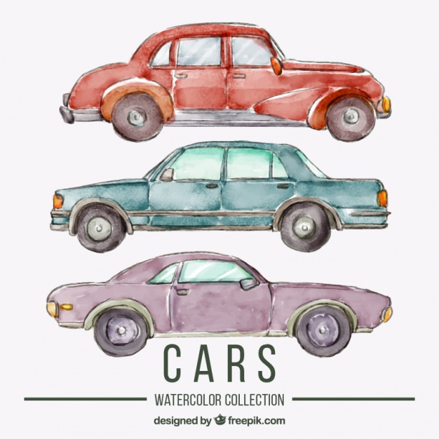626x626 Watercolor Car Collection Vector Premium Download - Car Watercolor