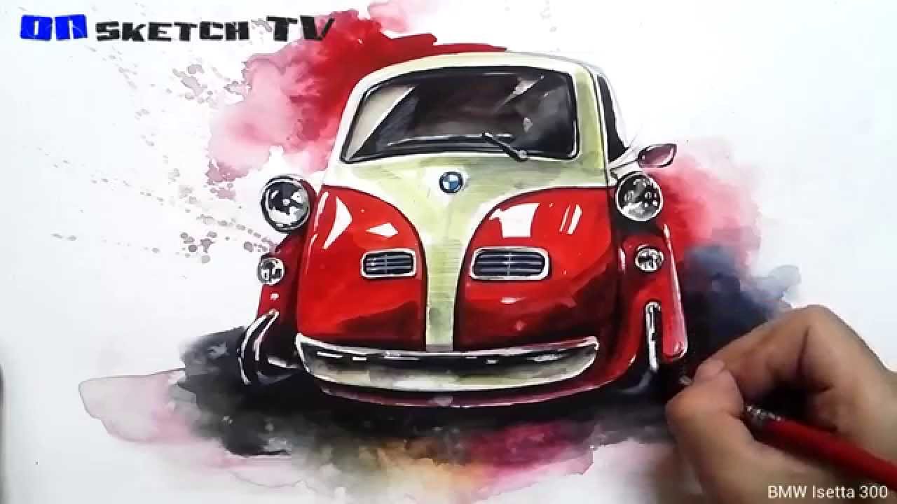 1280x720 Tv Car Sketch - Car Watercolor