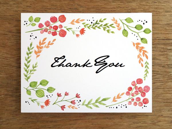 600x450 Printable Thank You Card - Card Watercolor