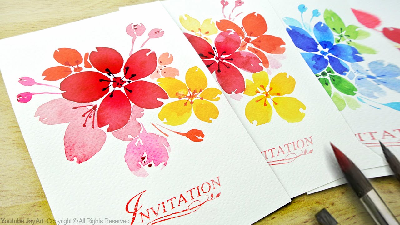 1280x720 Watercolor Floral Invitations Diy Handmade Cards - Card Watercolor
