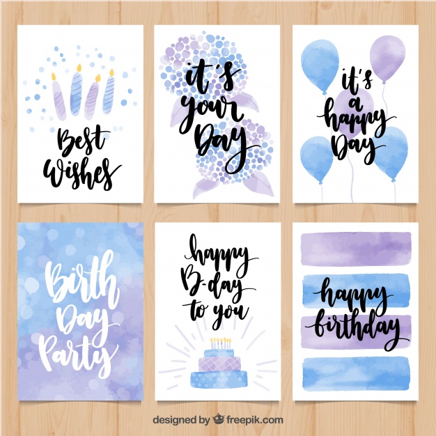 626x626 Watercolor Birthday Card Pack Vector Free Download - Card Watercolor