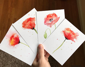 340x270 Watercolor Card Etsy - Card Watercolor