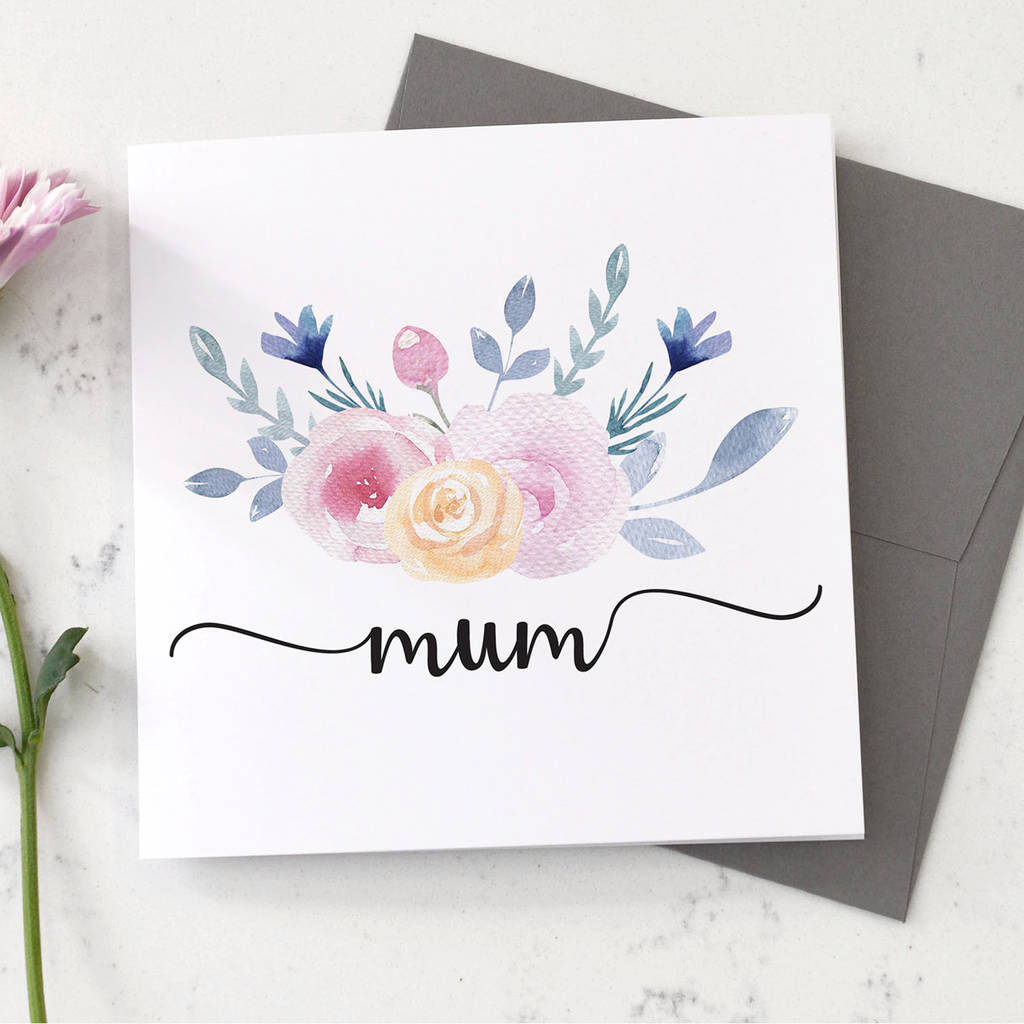 1024x1024 Personalised Watercolour Floral Name On Card By Cherry Pete - Card Watercolor