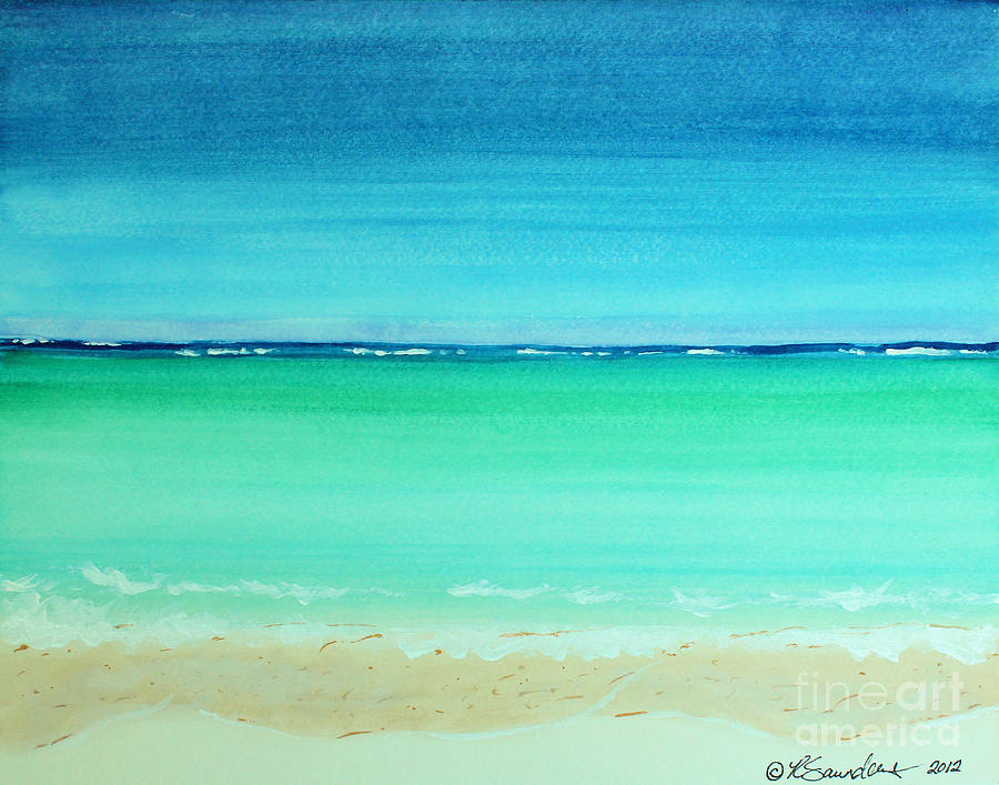 900x707 Caribbean Ocean Turquoise Waters Abstract Painting By Robyn Saunders - Caribbean Watercolor