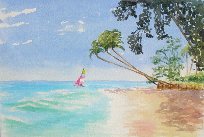 400x269 Watercolour Painting Caribbean Breeze - Caribbean Watercolor
