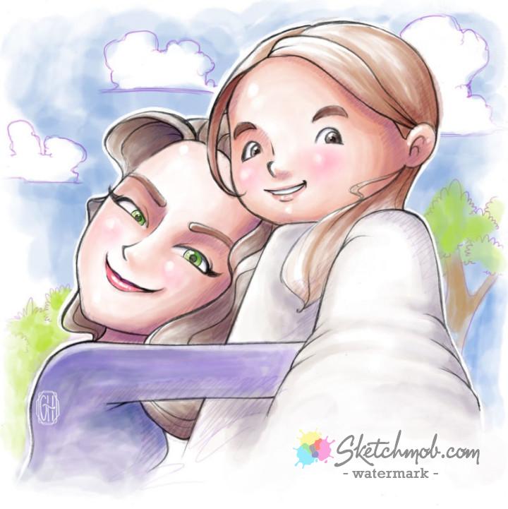 720x721 Custom Watercolor Look Caricature Commission Sketchmob - Caricature Watercolor