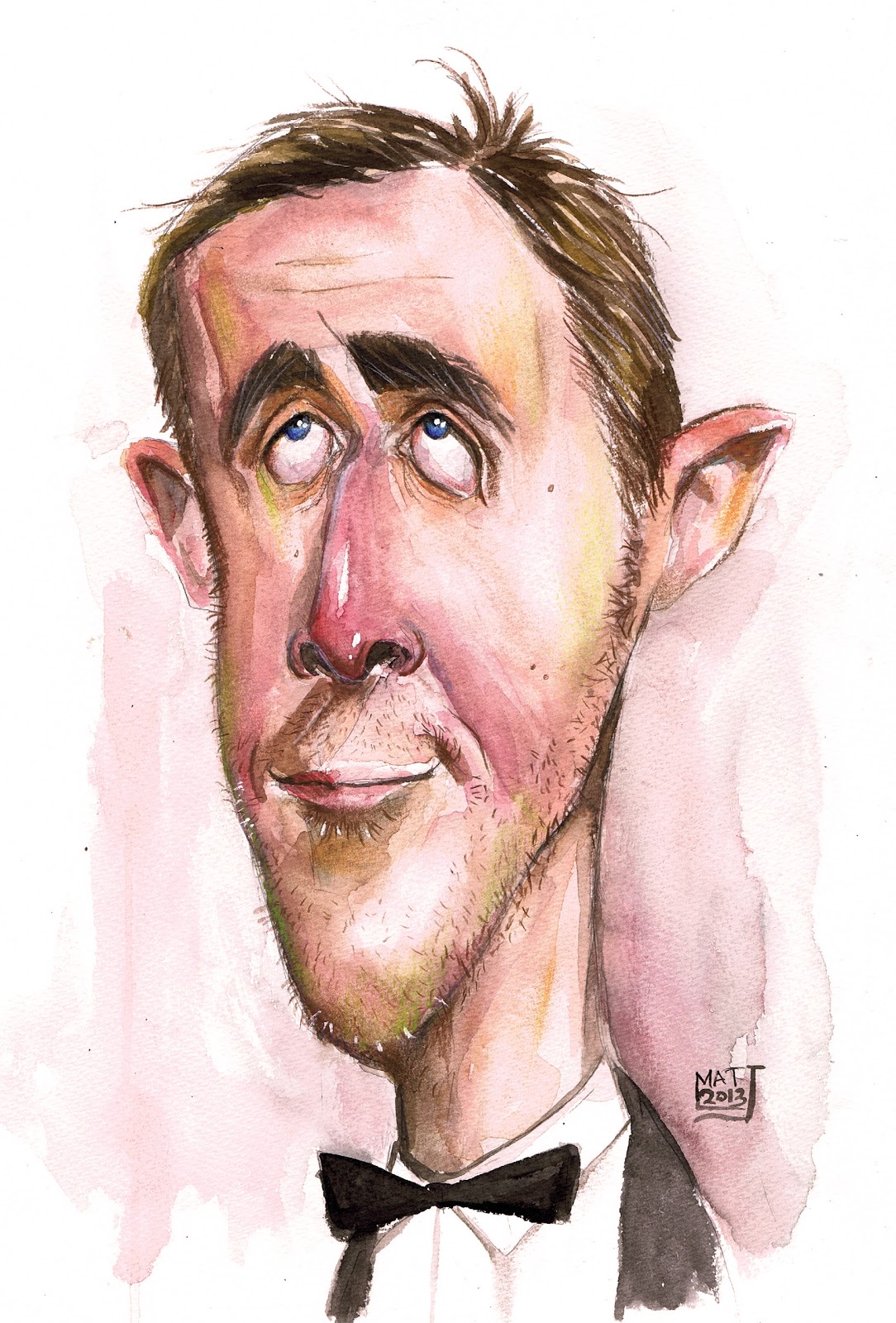 1084x1600 Matt Ryder Caricature Ryan Gosling Caricature - Caricature Watercolor