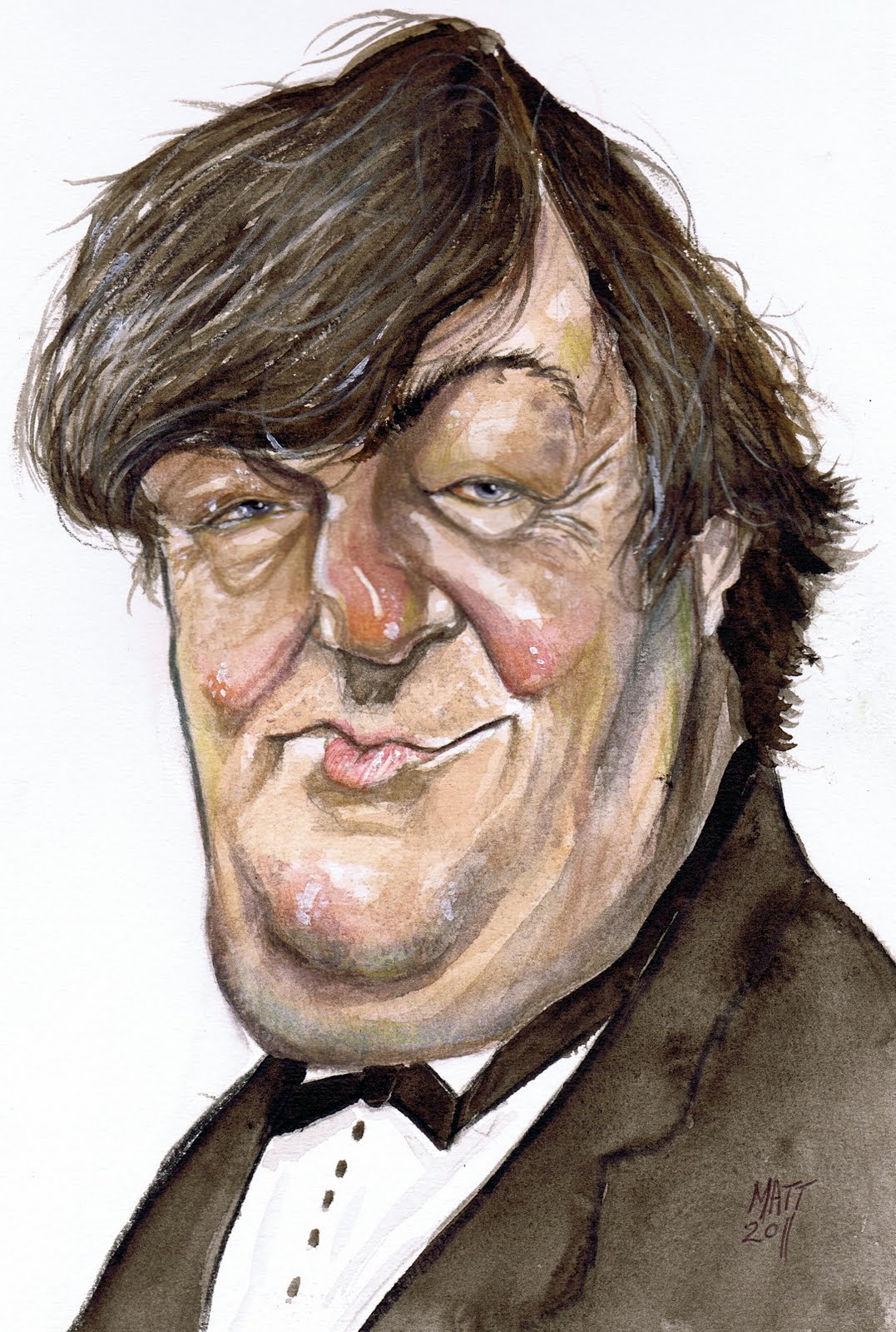 1077x1600 Matt Ryder Caricature Stephen Fry - Caricature Watercolor