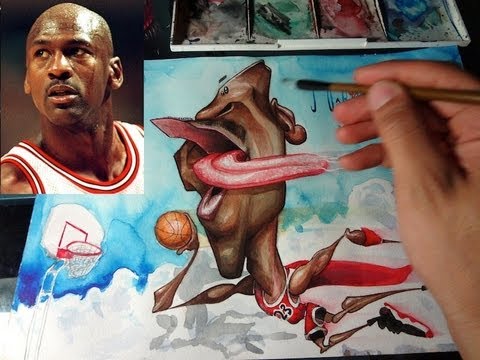 480x360 Michael Jordan Caricature - Caricature Watercolor