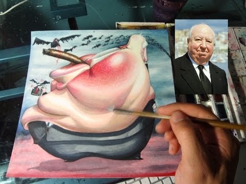 480x360 Alfred Hitchcock Caricature - Caricature Watercolor