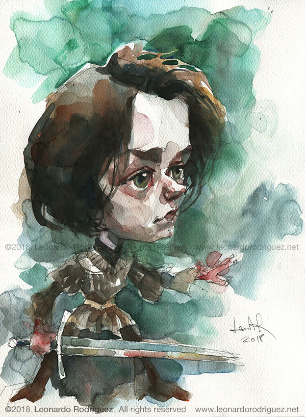 622x850 Watercolor Caricature, Maisie Williams - Caricature Watercolor