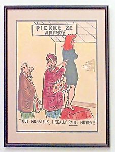 226x300 American Art Moderne Caricature Watercolor Of Pierre Ze Artist - Caricature Watercolor