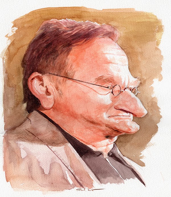 600x690 Art Of Moyse Robin Williams Caricature - Caricature Watercolor