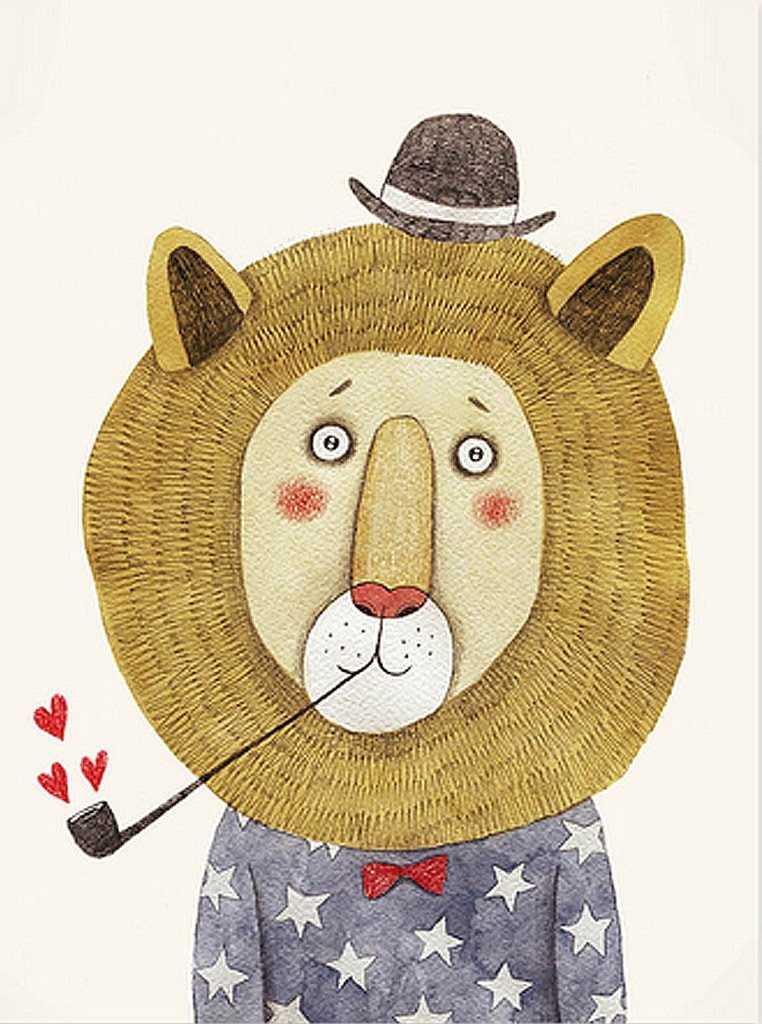 762x1024 Cartoon Animals Watercolor Canvas Painting Affordable Gifts Online - Cartoon Watercolor