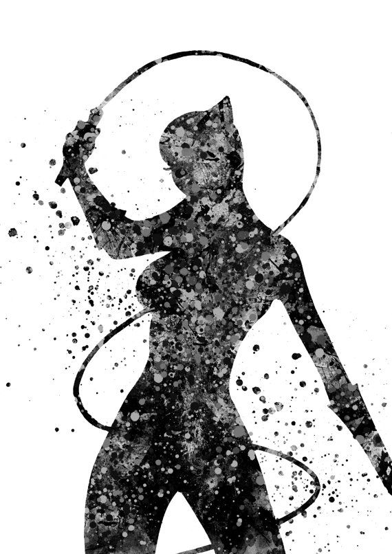 570x806 Catwoman Inspired, Catwoman Print, Print, Marvel, Superhero - Catwoman Watercolor