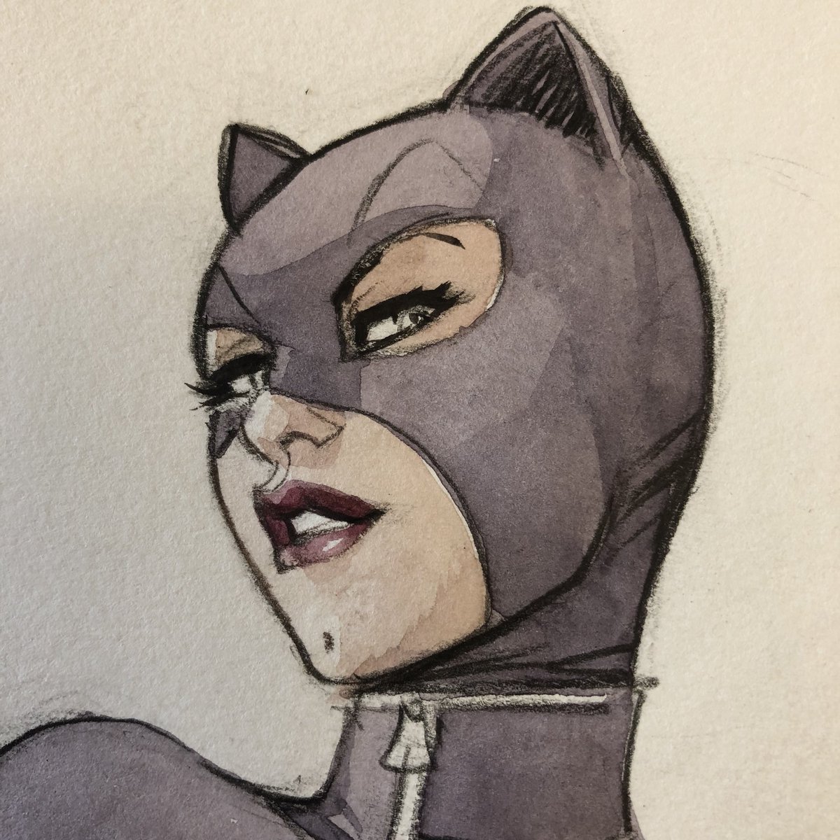 1200x1200 Enrico Marini On Twitter Catwoman Close Up. Watercolor - Catwoman Watercolor